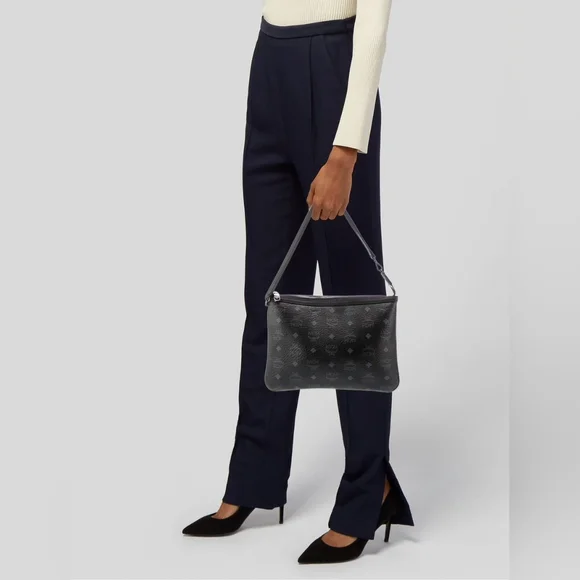 MCM Liz Reversible Shopper Pochette/Shoulder Bag Black/Grey - Picture 6 of 10